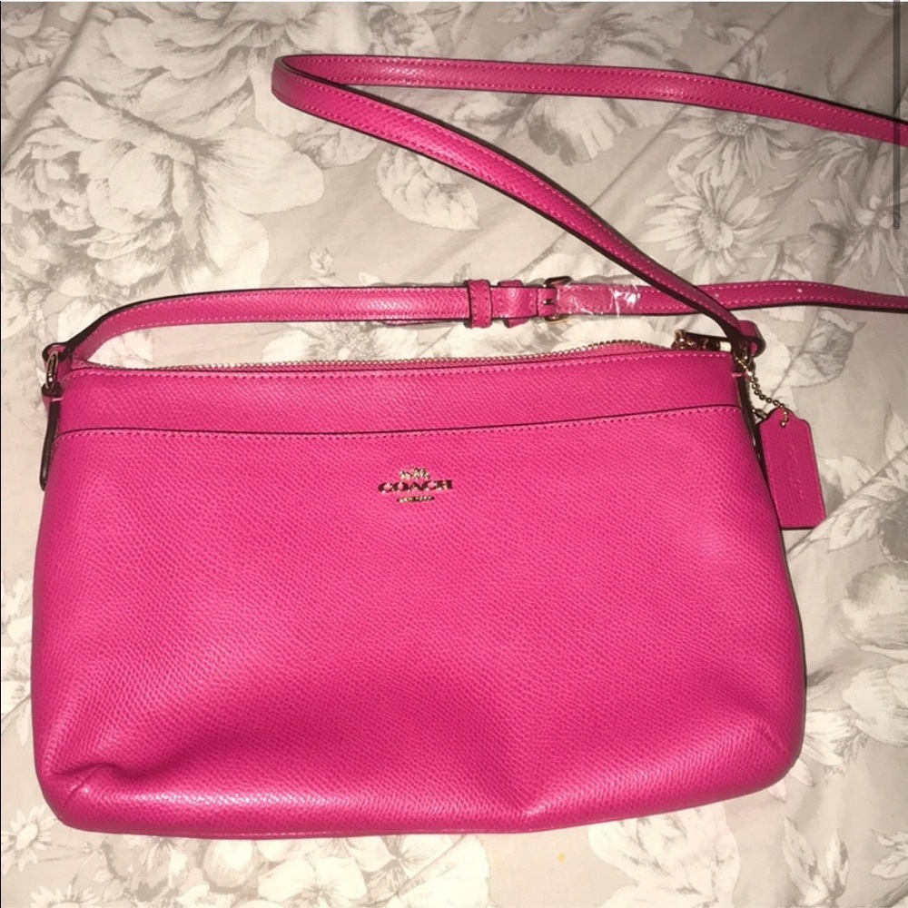 coach hot pink crossbody leather purse